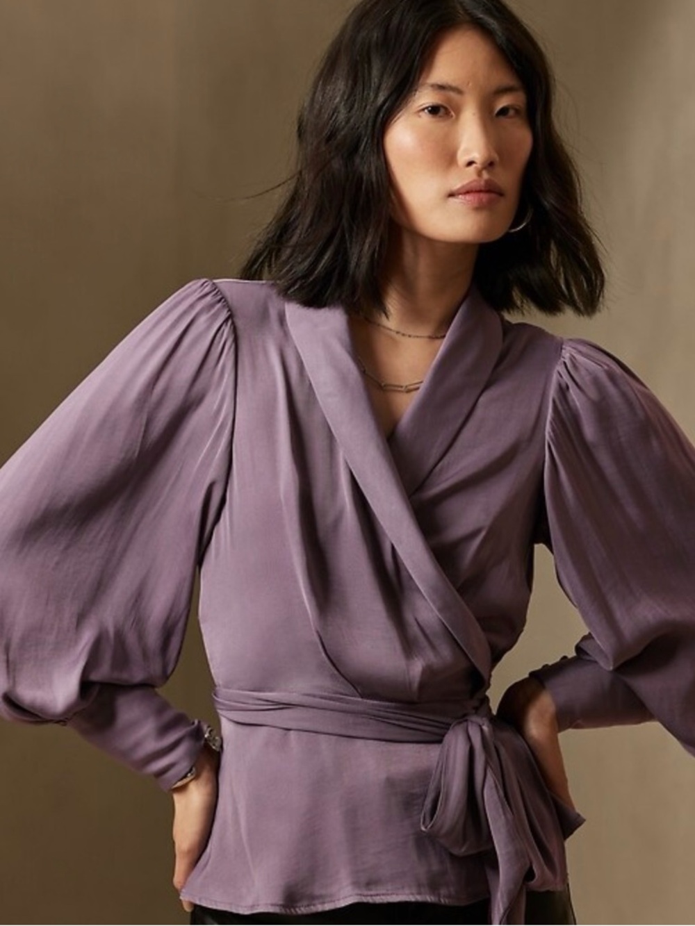 Banana Republic satin Mauve Wrap Blouse